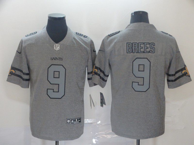 Men New Orleans Saints #9 Brees Grey Retro Nike NFL Jerseys